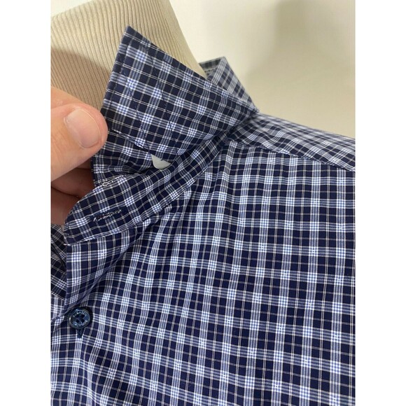 Bugatchi Uomo Men's Dress Shirt Blue Plaid Button-Down Cotton Size 16 / 34 - Picture 11 of 12
